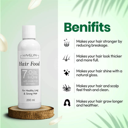 Havelyn Hair Food Oil 200ml | 7 Oils in One with 30+ Herbal Extracts for Strong & Healthy Hair